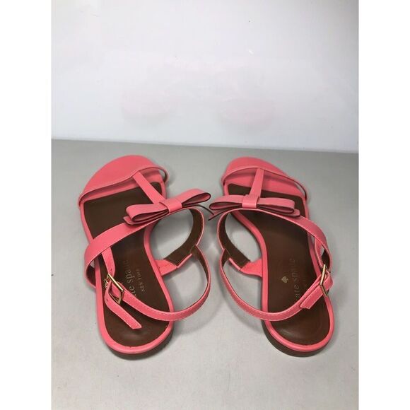 Kate Spade Hot Pink Leather Bow Open Toe Strap Sandals Women Sz 6.5MUS/37EU - Picture 10 of 16